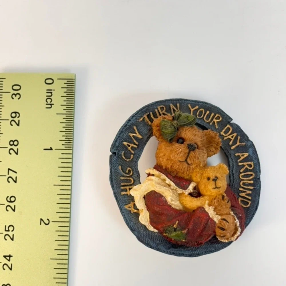 Vintage Teddy Bear Pin Brown A Hug Can Turn Your Day Around Brooch Cottagecore